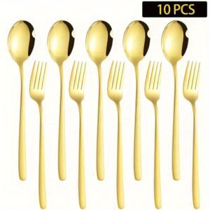 10pcs Stainless Steel Spoon And Fork Set
